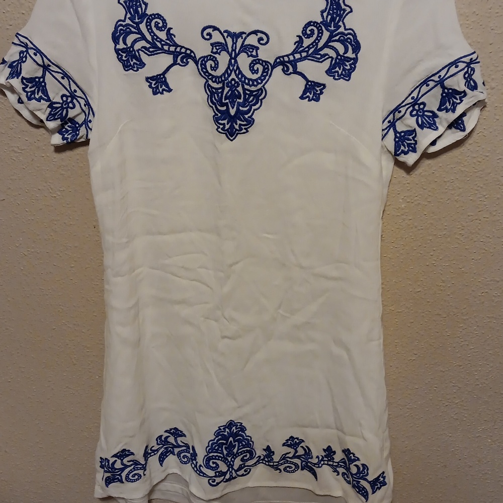 White and blue dress